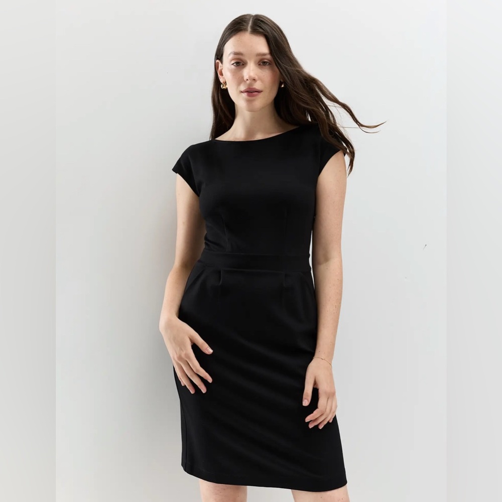 Quince Ultra-Stretch Ponte Cap Sleeve Dress - Picture 2 of 6